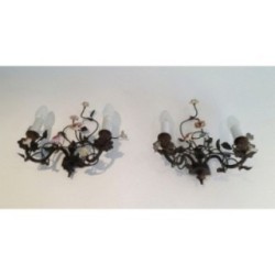 Bronze Wall Sconces with Porcelain Flowers 1920 | Maison BARROIS