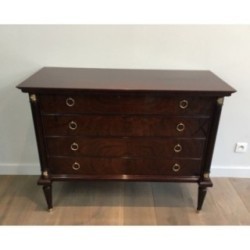 Neoclassical Mahogany & Brass Chest of Drawers 1950 | Maison BARROIS