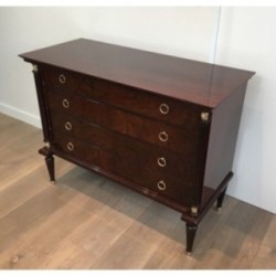 Neoclassical Mahogany & Brass Chest of Drawers 1950 | Maison BARROIS