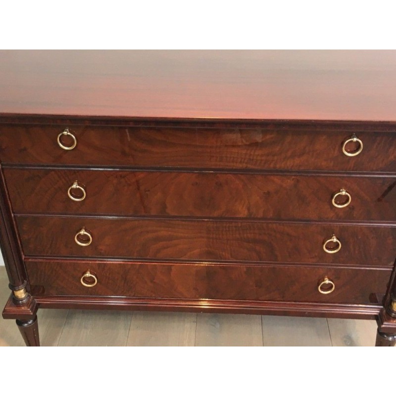 Commode Néoclassique Acajou & Laiton 1950 | Maison BARROIS