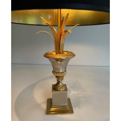 Paire de Lampes Palmier Chrome et Laiton, Goût Maison Charles, vers 1970