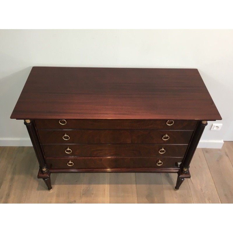 Neoclassical Mahogany & Brass Chest of Drawers 1950 | Maison BARROIS