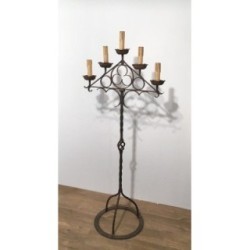 Lampadaire Fer Forgé Néo-gothique Vers 1940 | Maison BARROIS