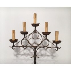 Lampadaire Fer Forgé Néo-gothique Vers 1940 | Maison BARROIS