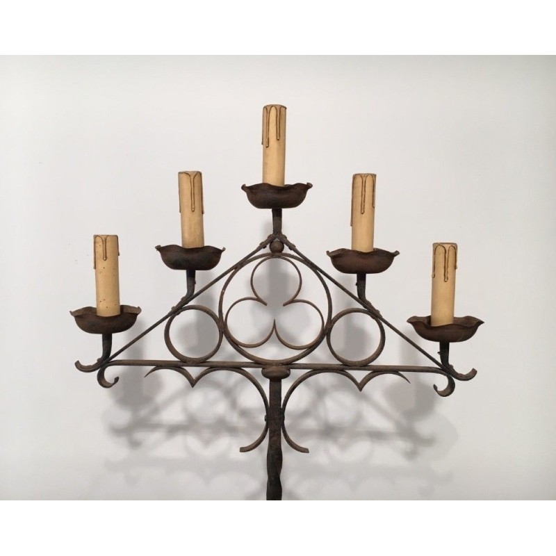 Wrought Iron Neo-Gothic Floor Lamp 1940 | Maison BARROIS
