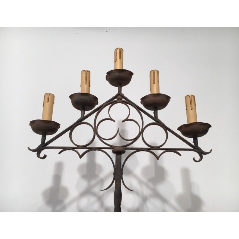 Wrought Iron Neo-Gothic Floor Lamp 1940 | Maison BARROIS