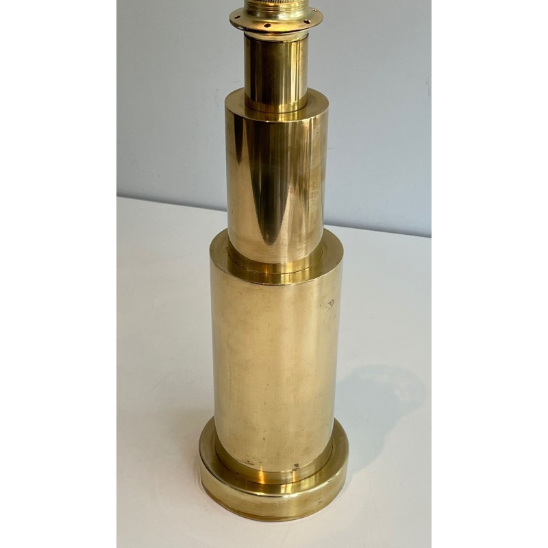 Pair of Modernist Brass Table Lamps, French Work, circa 1970