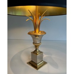 Palm Tree Chrome and Brass Table Lamps, Maison Charles Style, circa 1970