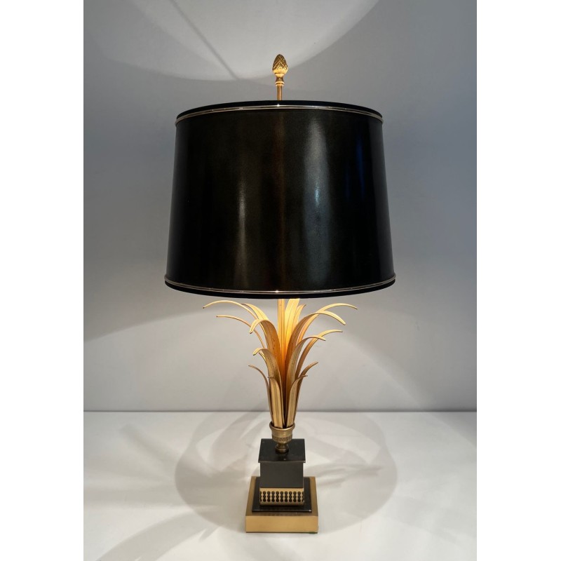 Lampe Ananas Laqué Noir et Doré, Goût Maison Charles, vers 1970
