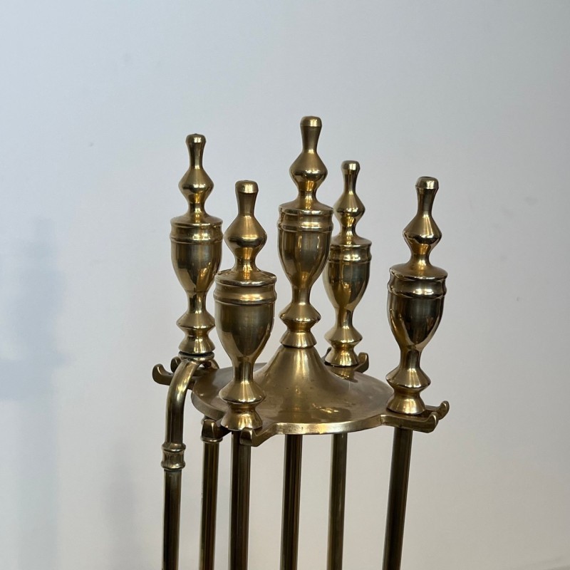 Neoclassical Brass Fireplace Tool Set 1940 | Maison BARROIS