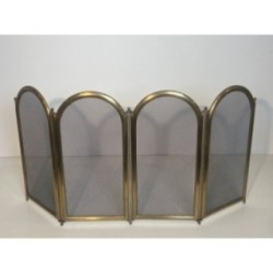 Neoclassical Brass & Mesh Fire Screen Italy 1970 | Maison BARROIS
