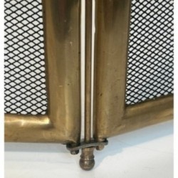 Neoclassical Brass & Mesh Fire Screen Italy 1970 | Maison BARROIS