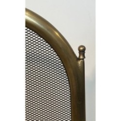 Pare-Feu Néoclassique Laiton & Grillage Italie 1970 | Maison BARROIS