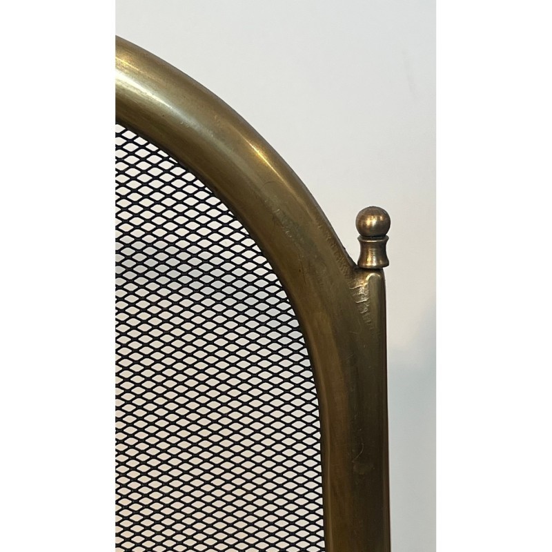 Pare-Feu Néoclassique Laiton & Grillage Italie 1970 | Maison BARROIS