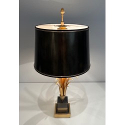 Lampe Ananas Laqué Noir et Doré, Goût Maison Charles, vers 1970