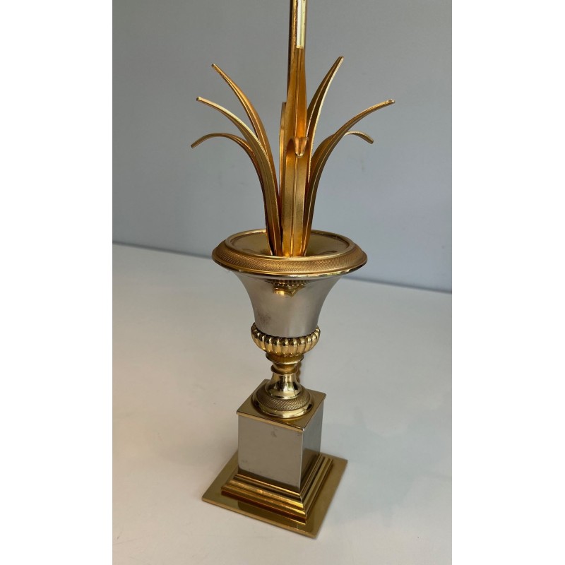 Palm Tree Chrome and Brass Table Lamps, Maison Charles Style, circa 1970