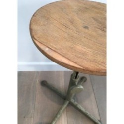 Tabouret Industriel Acier & Bois Réglable Vers 1900 | Maison BARROIS