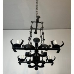 Wrought Iron Gothic Chandelier 4 Lights 1940 | Maison BARROIS