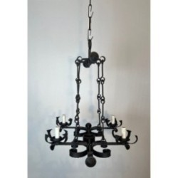 Wrought Iron Gothic Chandelier 4 Lights 1940 | Maison BARROIS