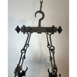 Wrought Iron Gothic Chandelier 4 Lights 1940 | Maison BARROIS