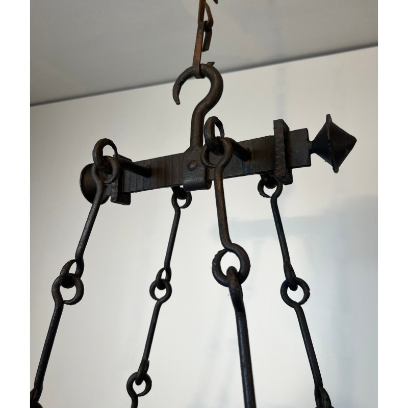 Wrought Iron Gothic Chandelier 4 Lights 1940 | Maison BARROIS
