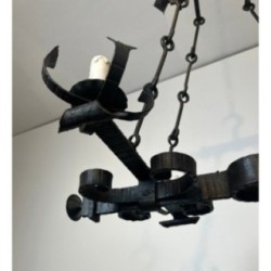 Wrought Iron Gothic Chandelier 4 Lights 1940 | Maison BARROIS
