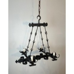 Wrought Iron Gothic Chandelier 4 Lights 1940 | Maison BARROIS