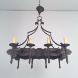 Wrought Iron Neo-Gothic Chandelier 8 Lights 1950 | Maison BARROIS