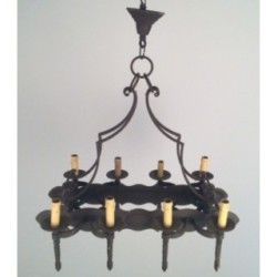 Wrought Iron Neo-Gothic Chandelier 8 Lights 1950 | Maison BARROIS