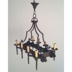 Wrought Iron Neo-Gothic Chandelier 8 Lights 1950 | Maison BARROIS