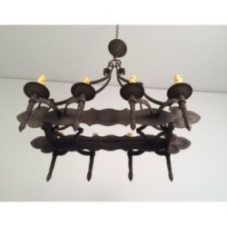 Wrought Iron Neo-Gothic Chandelier 8 Lights 1950 | Maison BARROIS