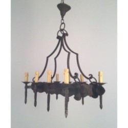 Wrought Iron Neo-Gothic Chandelier 8 Lights 1950 | Maison BARROIS