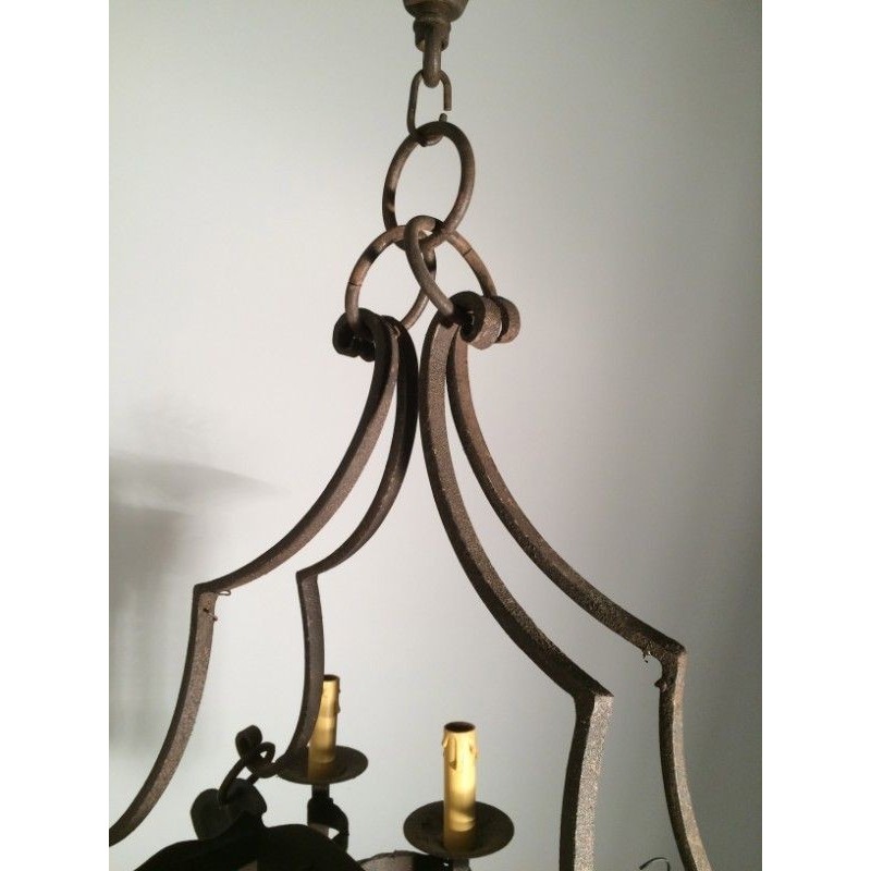 Lustre Fer Forgé Néo-gothique 8 Bras Vers 1950 | Maison BARROIS