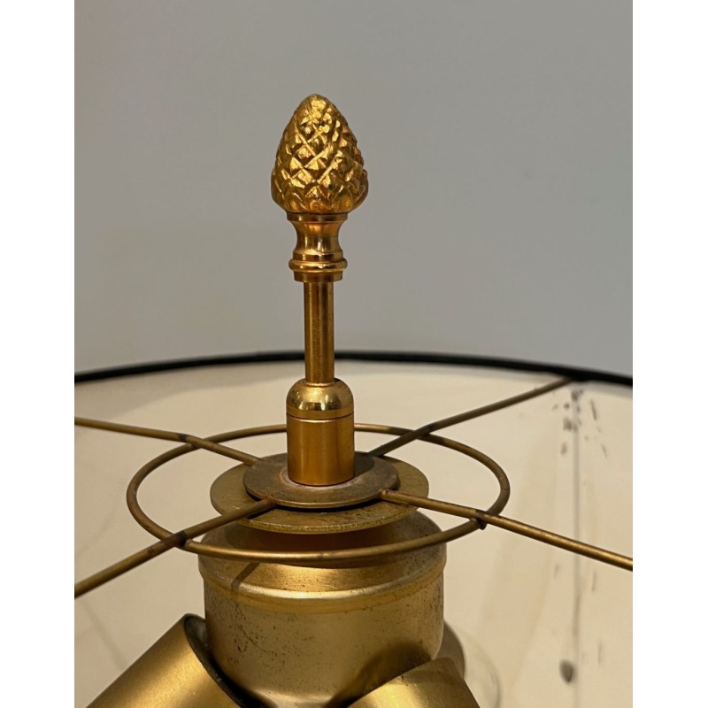 Lampe Ananas Laqué Noir et Doré, Goût Maison Charles, vers 1970