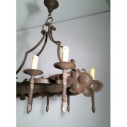Wrought Iron Neo-Gothic Chandelier 8 Lights 1950 | Maison BARROIS