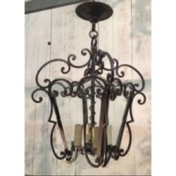 Wrought Iron & Cut Glass Lantern Circa 1940 | Maison BARROIS