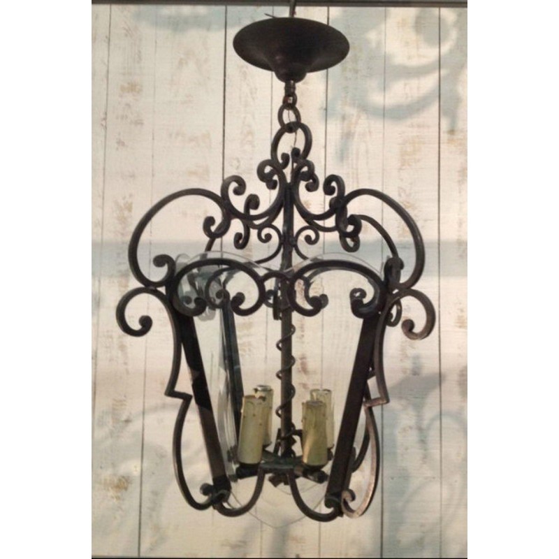 Wrought Iron & Cut Glass Lantern Circa 1940 | Maison BARROIS