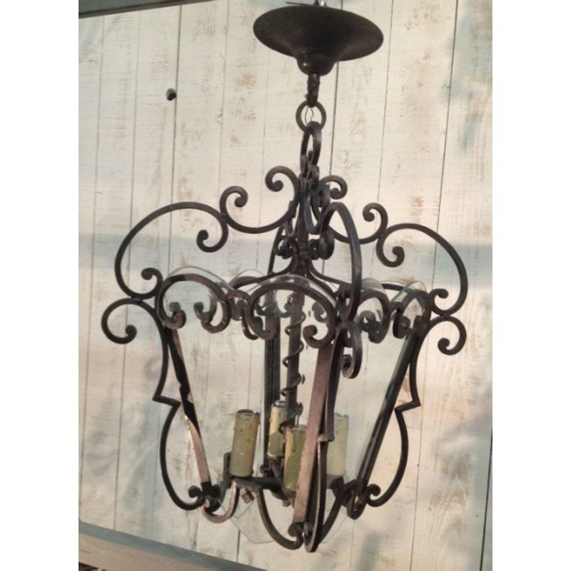 Wrought Iron & Cut Glass Lantern Circa 1940 | Maison BARROIS