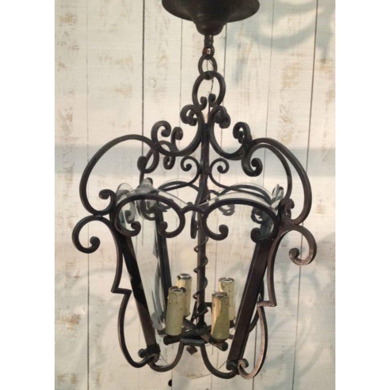 Wrought Iron & Cut Glass Lantern Circa 1940 | Maison BARROIS