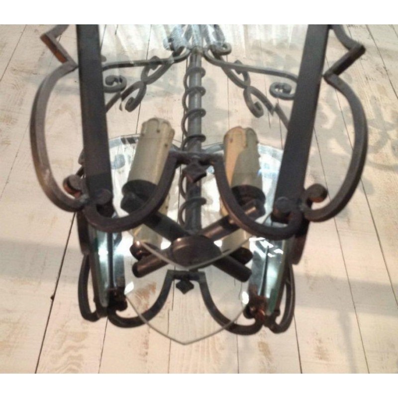 Wrought Iron & Cut Glass Lantern Circa 1940 | Maison BARROIS