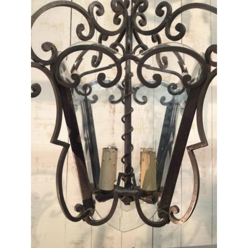 Wrought Iron & Cut Glass Lantern Circa 1940 | Maison BARROIS