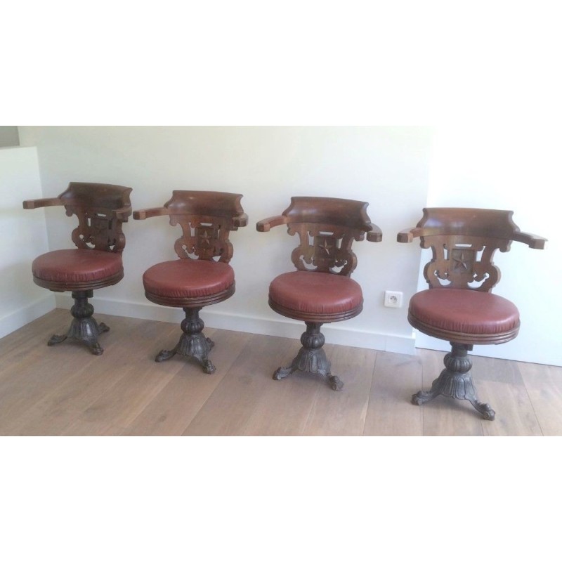 Ensemble 4 Fauteuils Commanderie Acajou & Fonte 1930 | Maison BARROIS