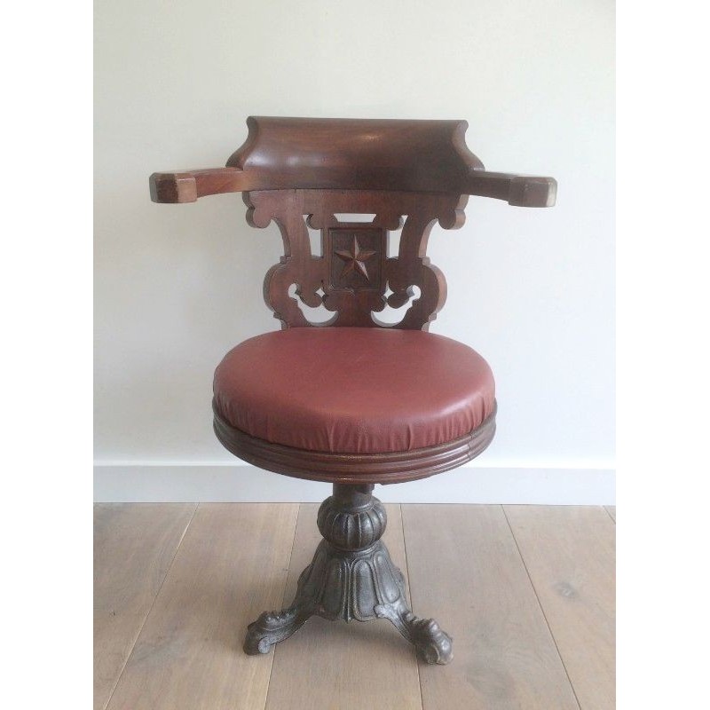 Set of 4 Commandery Armchairs Mahogany & Cast Iron 1930 | Maison BARROIS