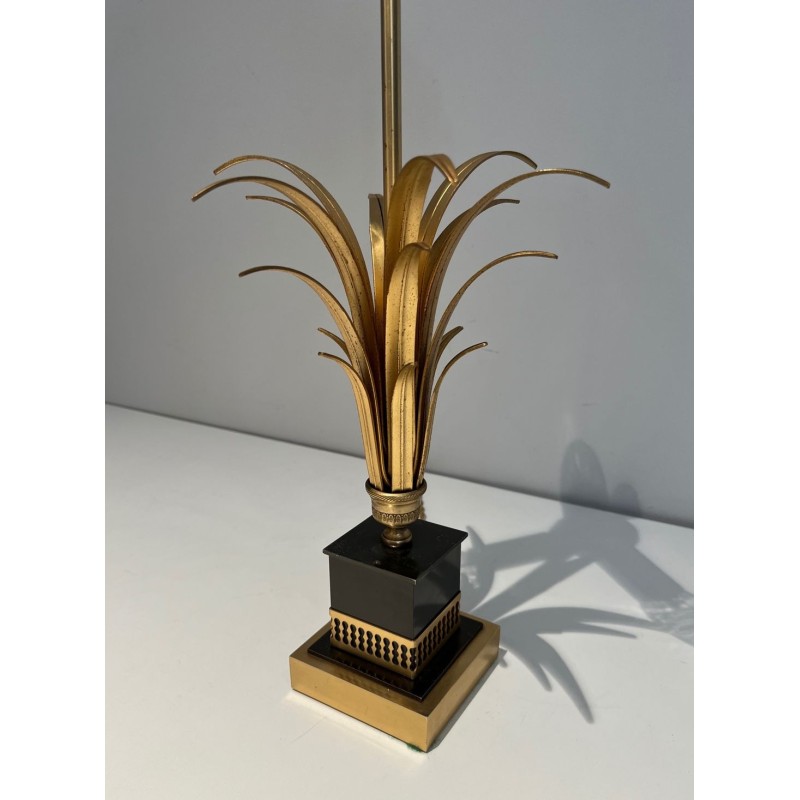 Lampe Ananas Laqué Noir et Doré, Goût Maison Charles, vers 1970