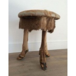 Hide Stool with Hoof Feet Circa 1970 | Maison BARROIS