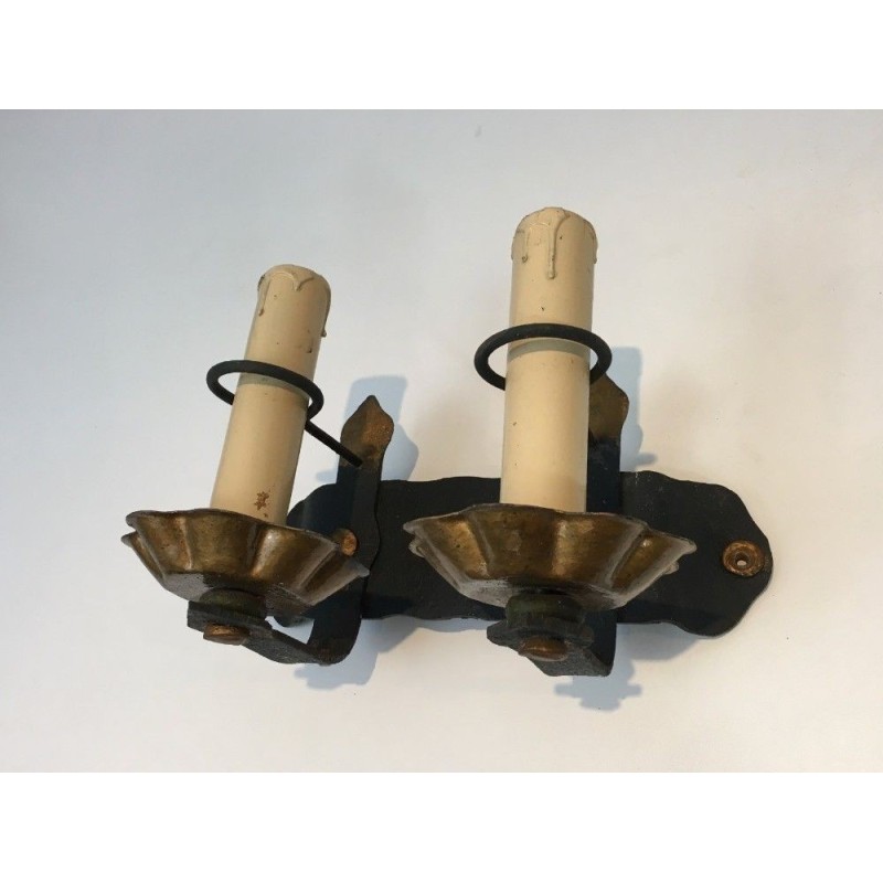 Pair of Wrought Iron Wall Sconces Circa 1940 | Maison BARROIS