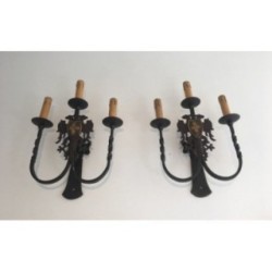 Pair of Wrought Iron Wall Sconces Circa 1940 | Maison BARROIS