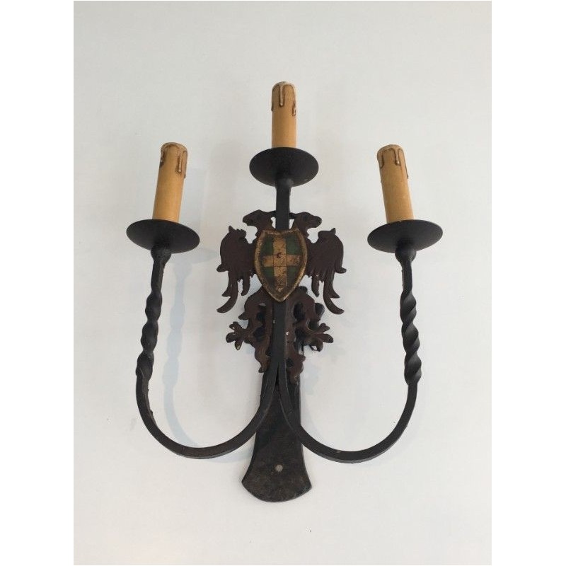 Paire d'Appliques en Fer Forgé Vers 1940 | Maison BARROIS