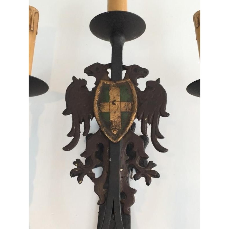 Pair of Wrought Iron Wall Sconces Circa 1940 | Maison BARROIS