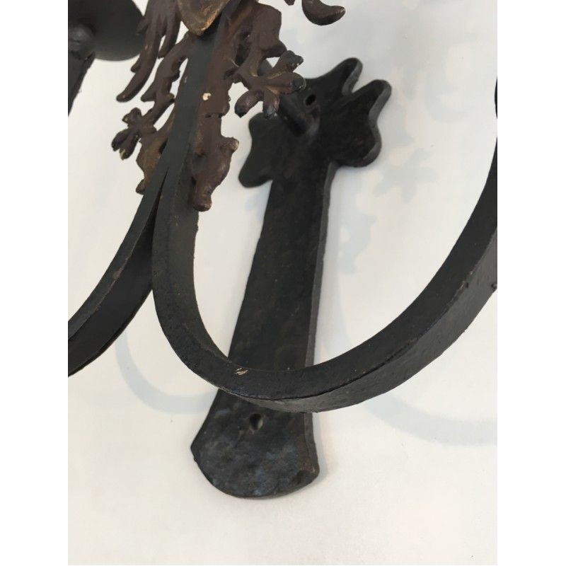 Pair of Wrought Iron Wall Sconces Circa 1940 | Maison BARROIS